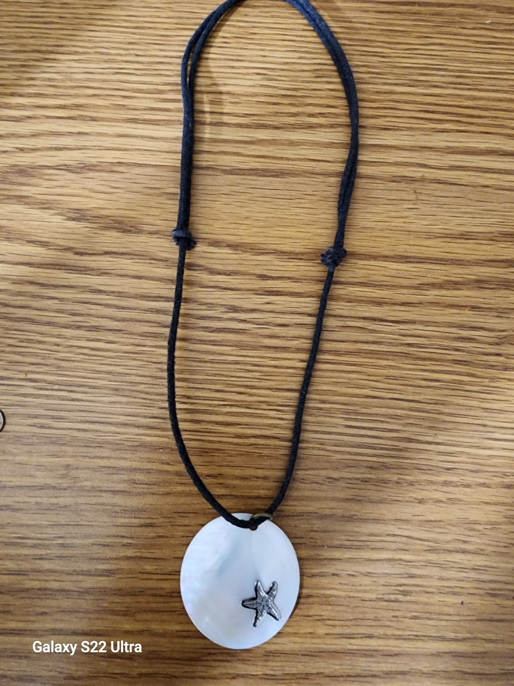 Mother of Pearl Starfish Pendant Necklace - Brown Cord